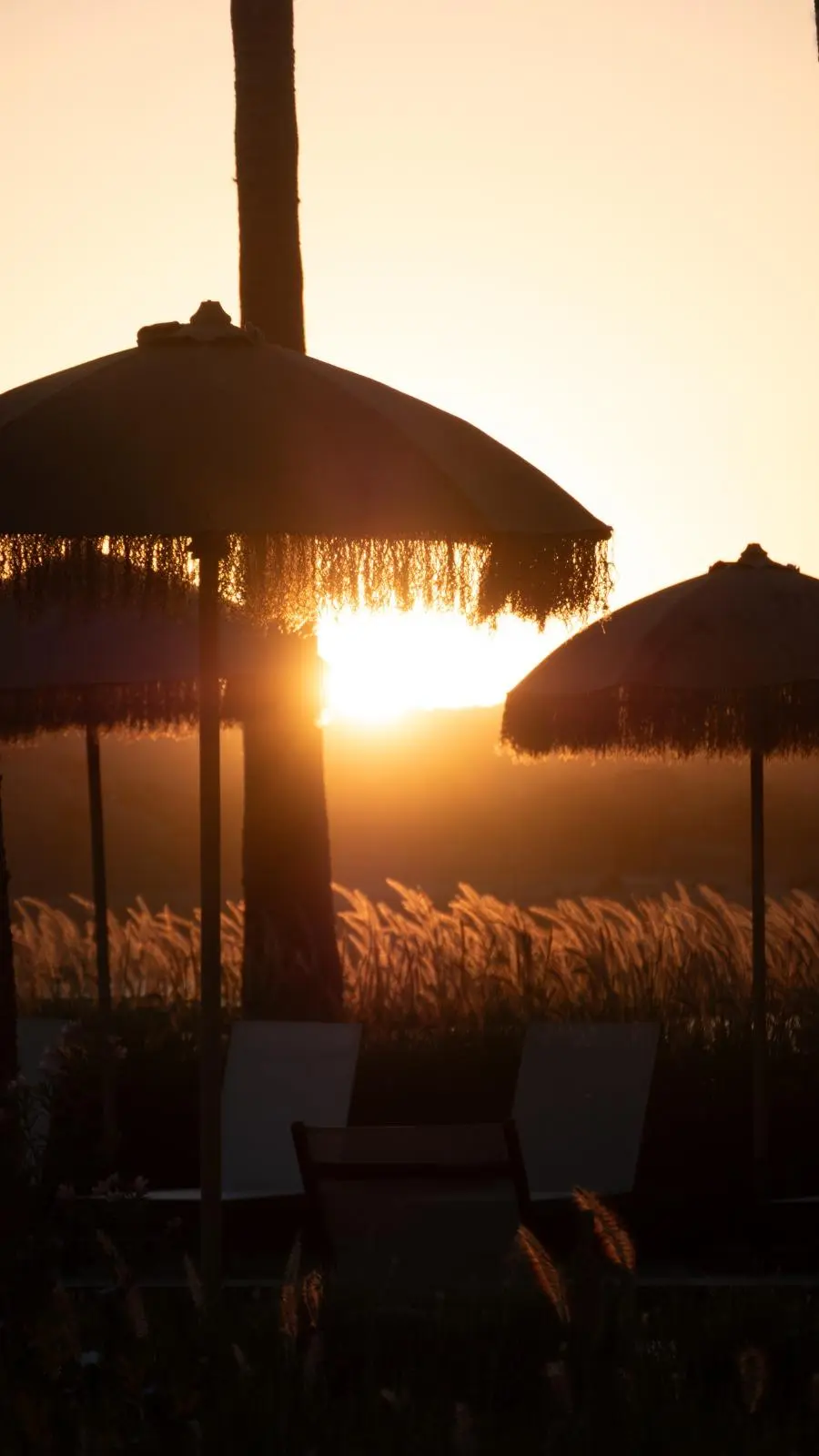 Breathtaking sunset and starry night sky during a luxury experience in the Agafay Desert