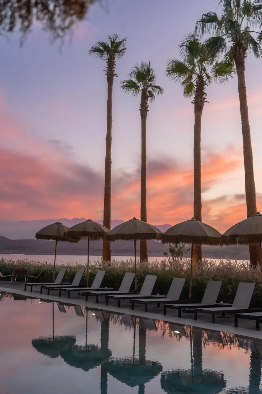 Romantic sunset dinner experience overlooking the vast Agafay Desert