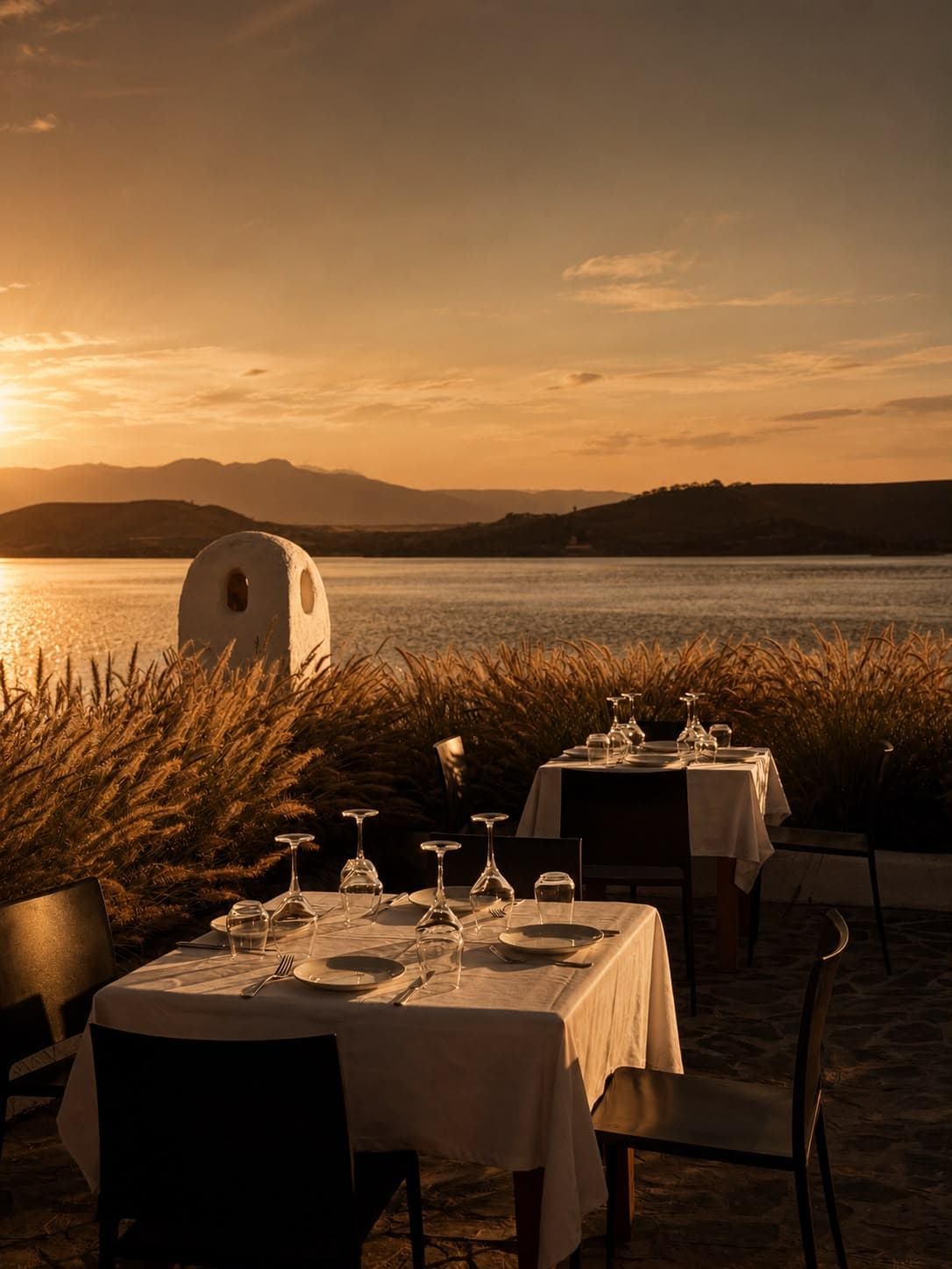 Luxury wedding dinner setting surrounded by the landscapes of Agafay Morocco