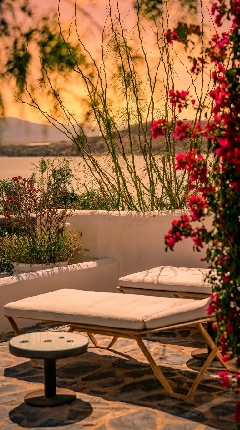 sunset dining table set in the Agafay Desert dunes