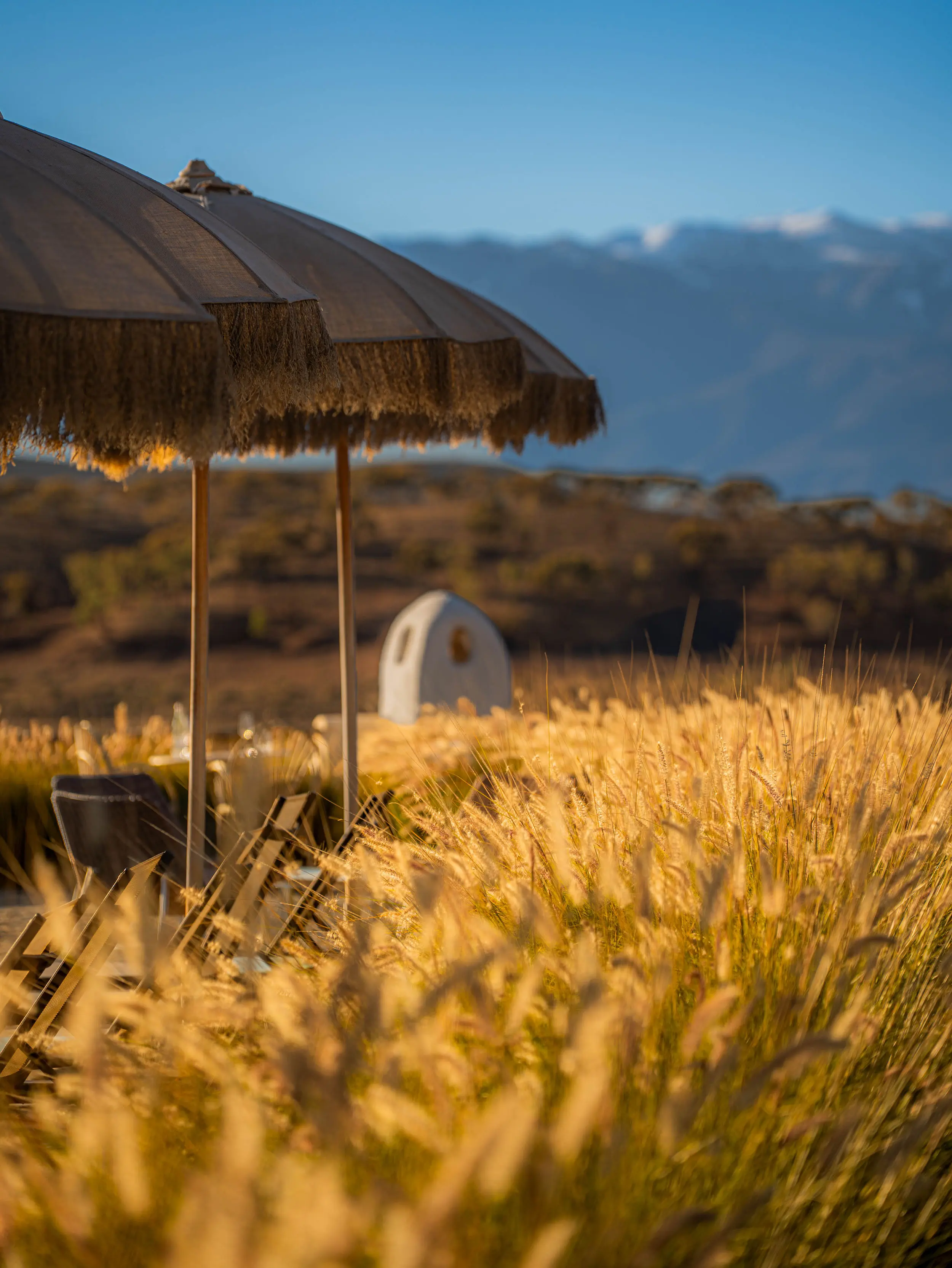 Panoramic view of nature in the Agafay Desert near Marrakech